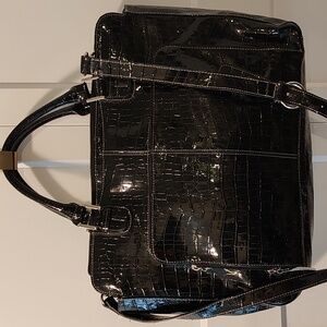 Black Crocodile-Embossed Briefcase